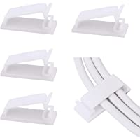 SOULWIT® 50Pcs Clips Organizador de Cables Autoadhesivo- Gestión de Cable Eléctrico- Clips de Cables para Cable de USB…